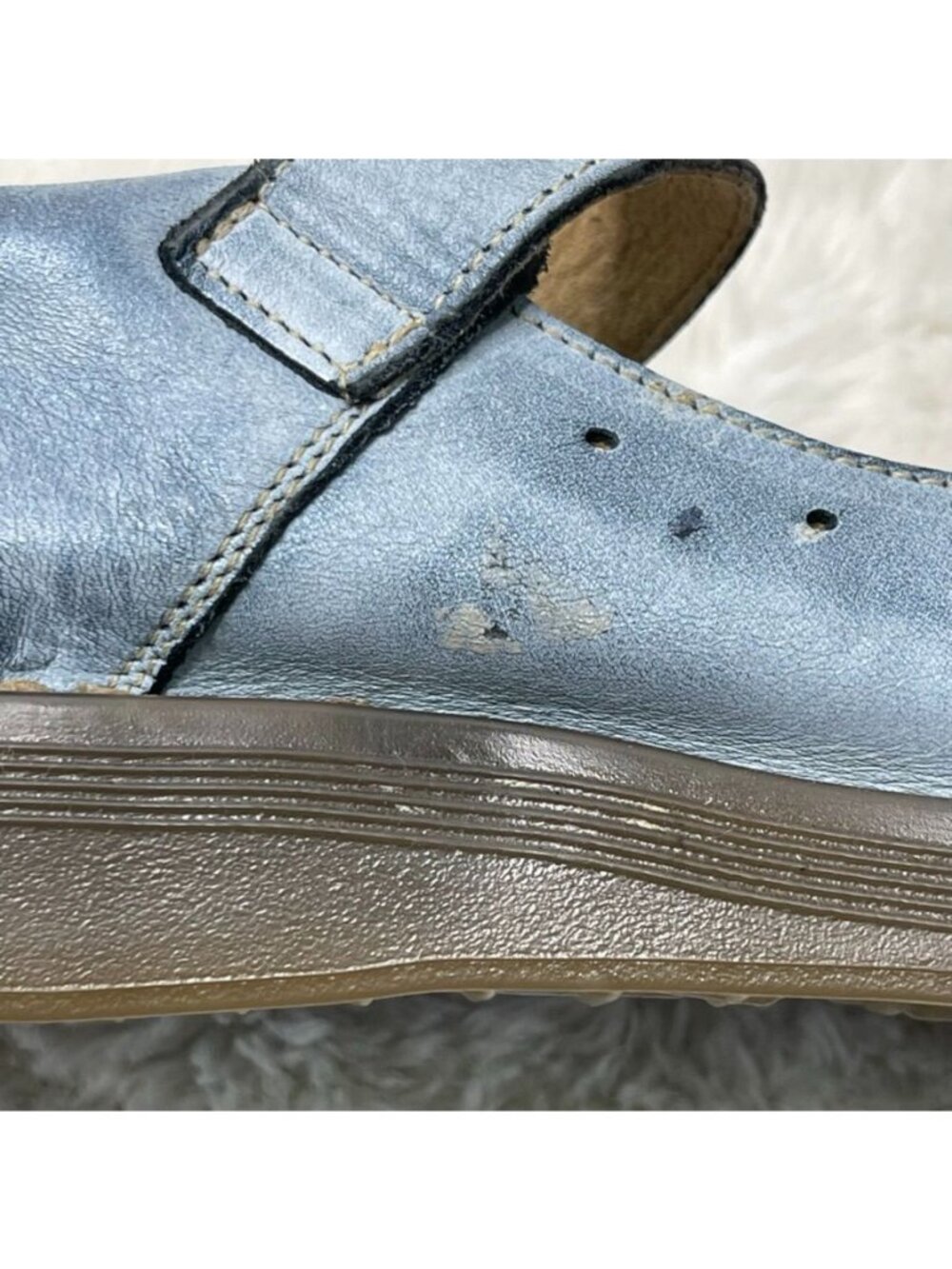 Rare Vintage Dr. Martens 8A57 Mary Janes Blue Distressed Leather Made in Portuga - Picture 8 of 10